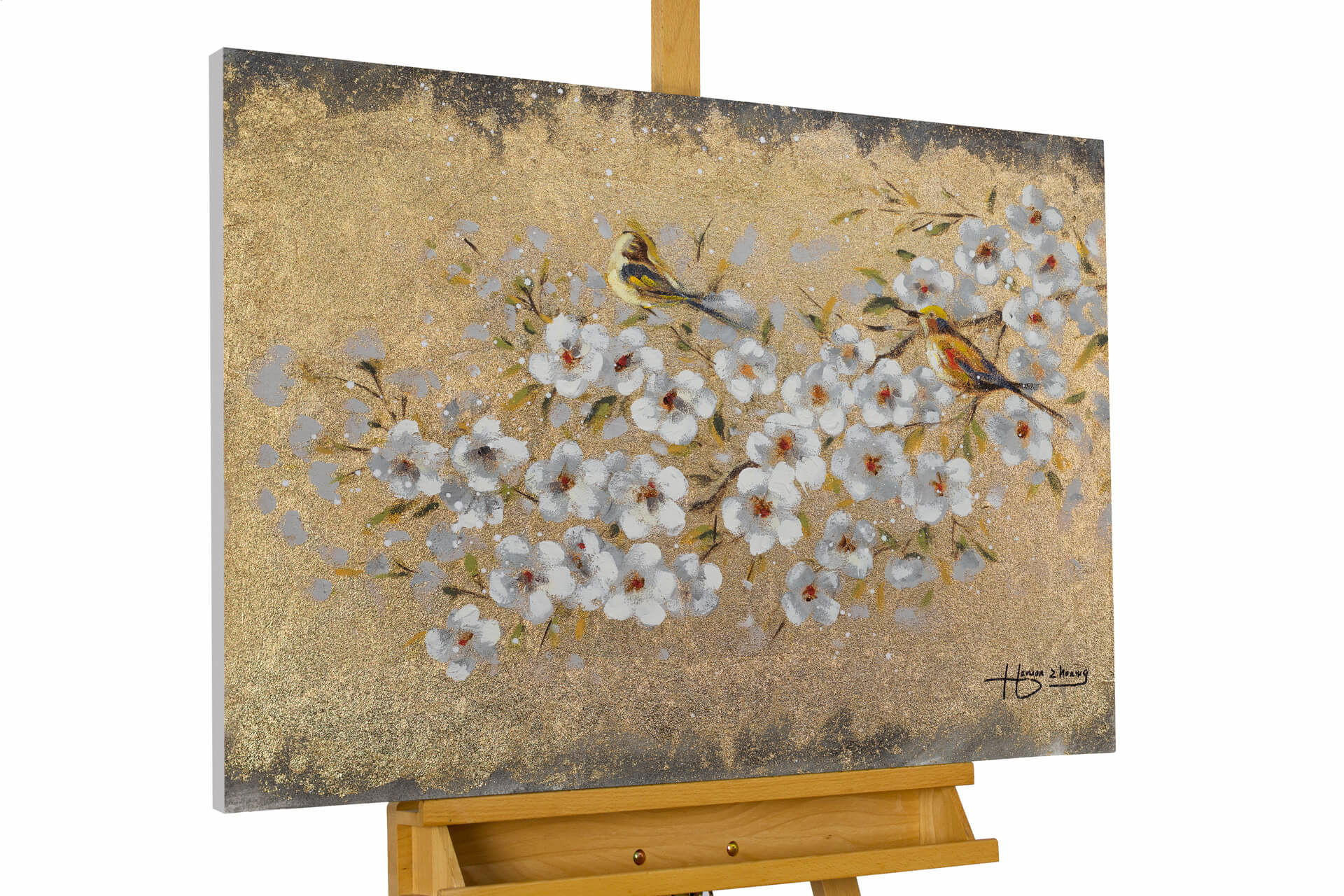 ACRYLBILD HANDGEMALT 80/60 cm - Weiß, Holz/Textil (1.3/60cm) - KUNSTLOFT