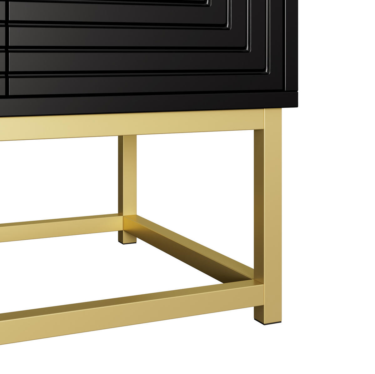 KOMMODE 160/38/75,5 cm aus Spanplatte mit 3 Doppeltürfächern Schwarz - Schwarz, Holzwerkstoff (160/75.5/38cm) - Modenvie