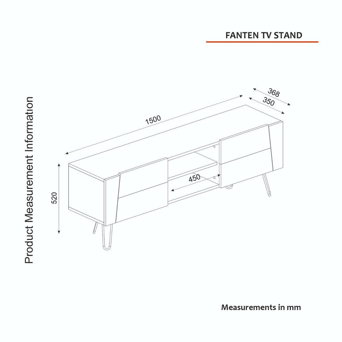 TV-LOWBOARD Fanten mit Metallfüße Safir Marmor Anthrazit - Beige/Anthrazit, Holzwerkstoff/Metall (150/52/36.8cm) - moebel17