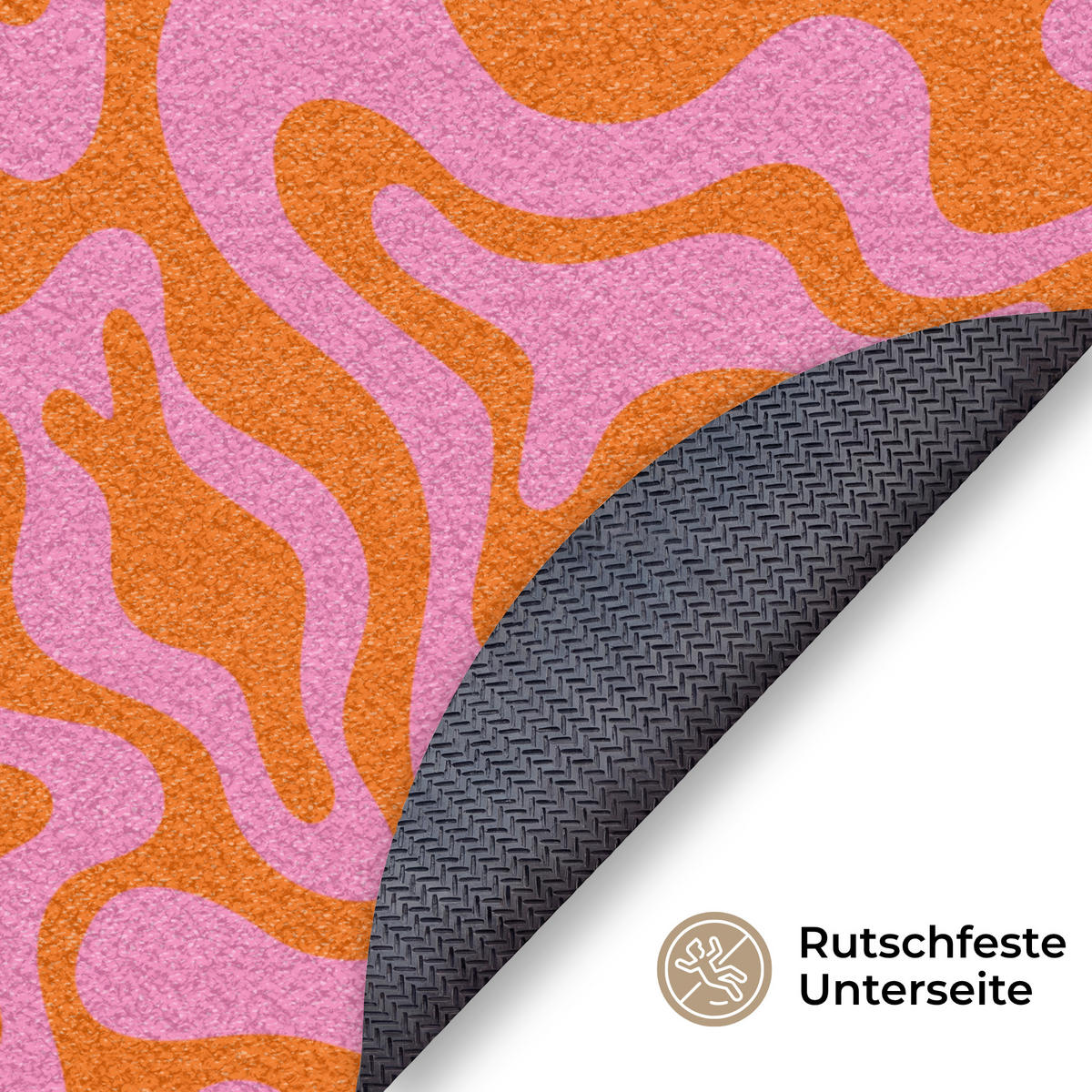 FUSSMATTE Muster - Rosa - Orange - Abstrakt - Modern Türmatte 120x120 cm - Pink, Kunststoff (120/120cm) - MuchoWow