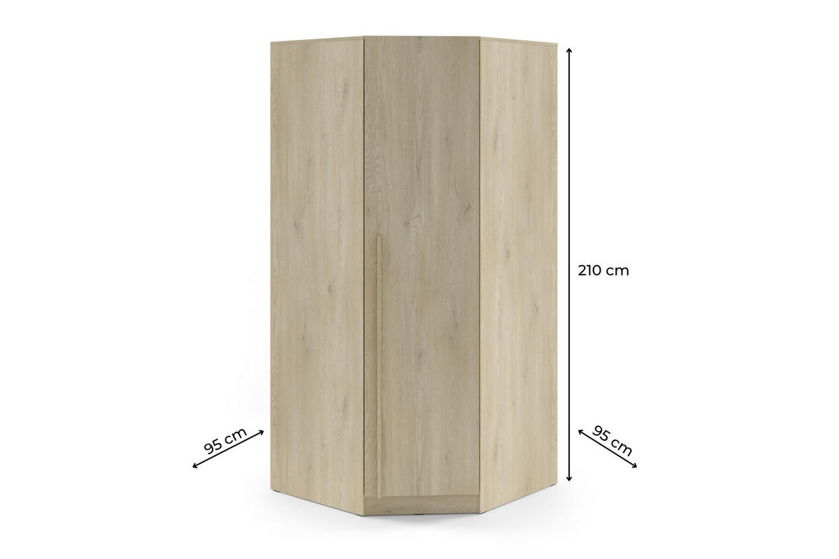 ECKKLEIDERSCHRANK BRISSO BR4 95/210/95 cm in Eiche Ceremona - Eichefarben, Holzwerkstoff (95/210/95cm) - Deine Möbel 24