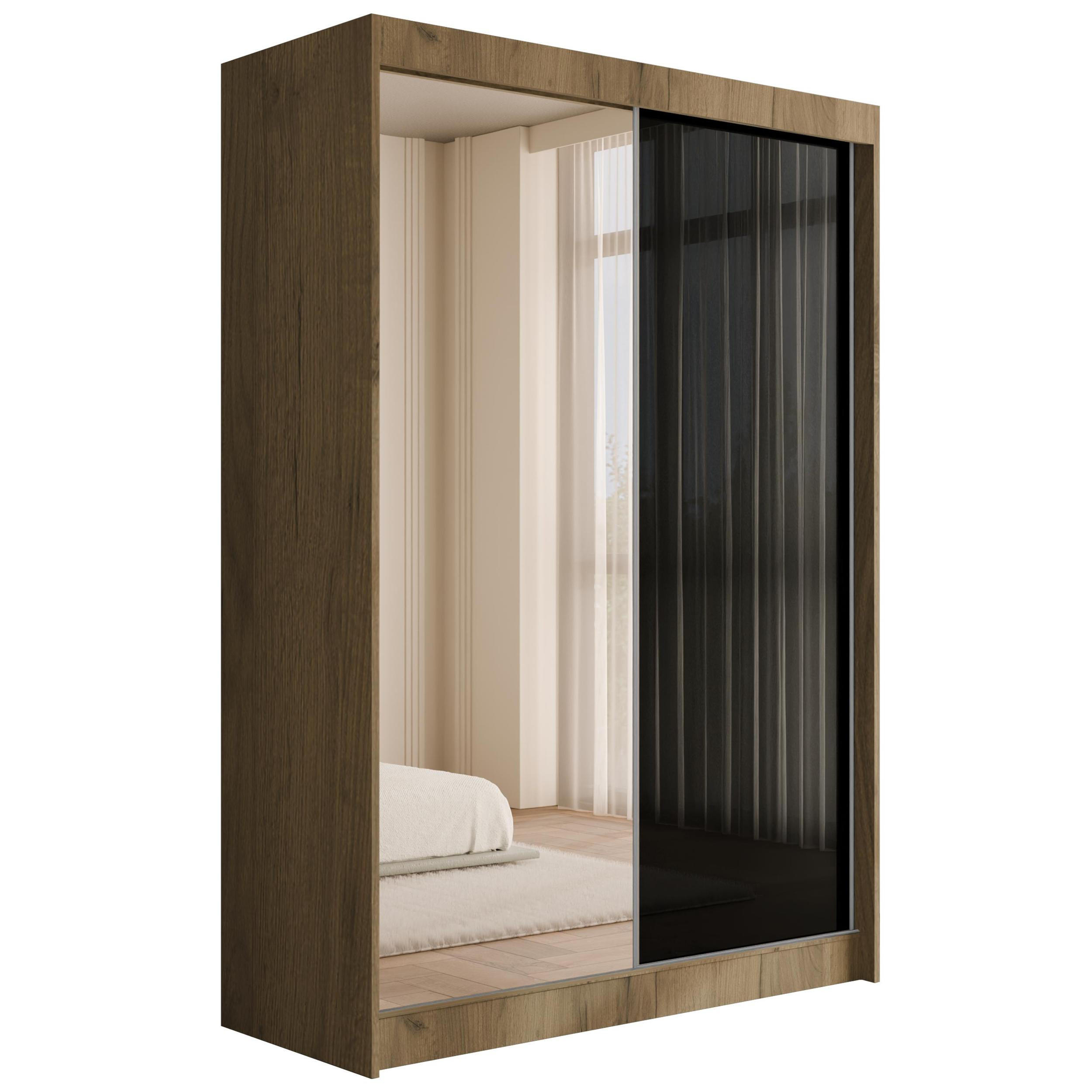 KLEIDERSCHRANK VESLI - 150 cm - Braun|Schwarz - Schwarz/Braun, Holzwerkstoff (150/215/61cm) - ALTDECOR