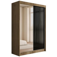 KLEIDERSCHRANK VESLI - 120 cm - Braun|Schwarz - Schwarz/Braun, Holzwerkstoff (120/215/61cm) - ALTDECOR
