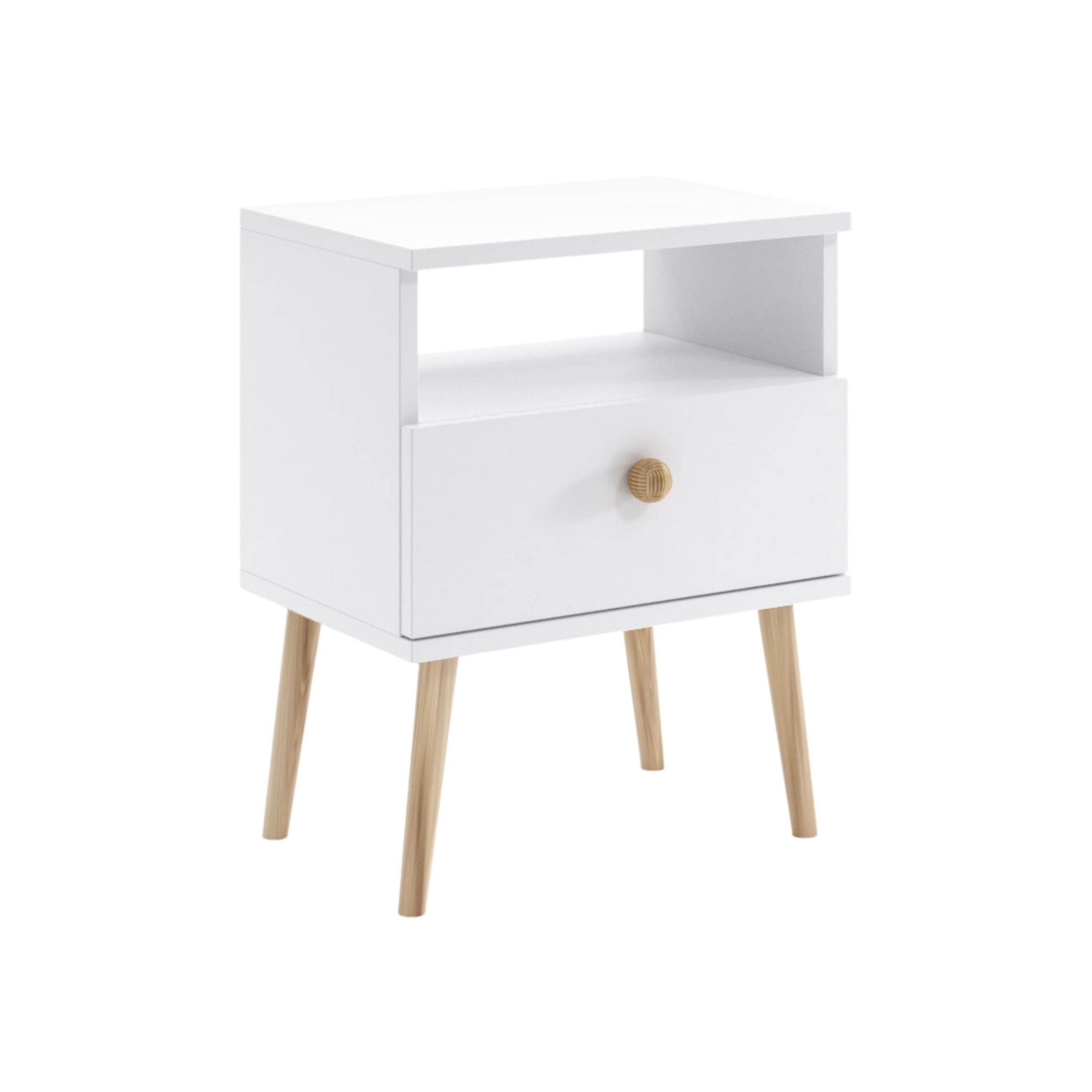 NACHTSCHRANK NATURA 44x31 cm, Weiß Matt, mit Schublade und Fach - Weiß, Holzwerkstoff (44/55.5/31cm) - Excellent Home