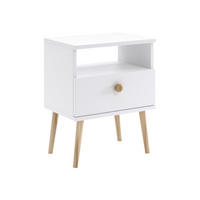 NACHTSCHRANK NATURA 44x31 cm, Weiß Matt, mit Schublade und Fach - Weiß, Holzwerkstoff (44/55.5/31cm) - Excellent Home