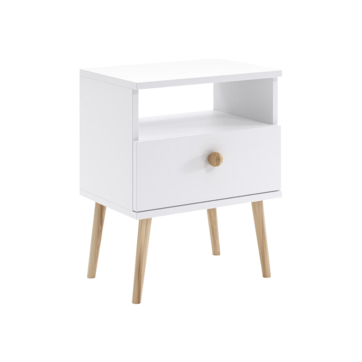 NACHTSCHRANK NATURA 44x31 cm, Weiß Matt, mit Schublade und Fach - Weiß, Holzwerkstoff (44/55.5/31cm) - Excellent Home