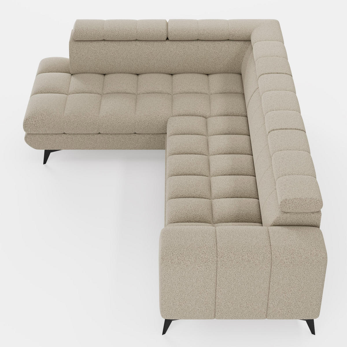 ECKSOFA CANDY CANE Links Grau Bouclé-Stoff mit Schlaffunktion und Bettkasten - Grau, Textil (264/192cm) - Barchello