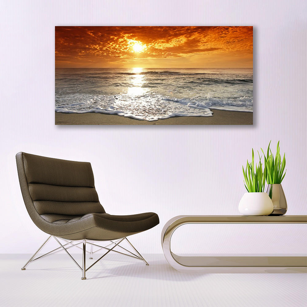 LEINWANDBILD 140x70 cm Sonnenuntergang - Dunkelorange/Orange, Textil (140/4cm) - TULUP