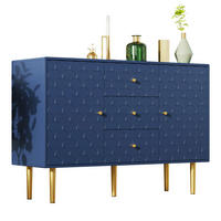 KOMMODE aus Holz und Metall 120x40x83 cm Marineblau mit 2 Türen, 3 Schubladen und verstellbarem Einlegeboden - Dunkelblau, Metall (120/83/40cm) - Modfu