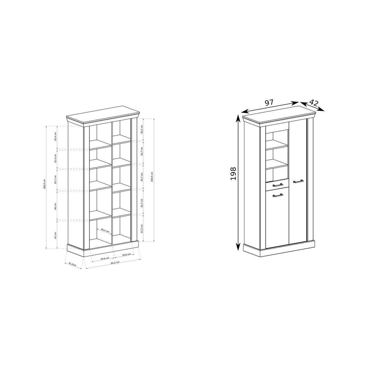 VITRINE Antica New AN-10 97 x 198 x 42 cm Kraft Gold - Wildeiche, Holzwerkstoff/Metall (97/198/42cm) - Koseto
