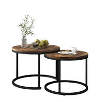 COUCHTISCH-SET 2-teilig, verschachtelbar, MDF Holzoptik mit Metallrahmen, 50/70,5 + 45,5/44 cm,Braun - Braun, Holzwerkstoff (50/50/70.5cm) - Redom