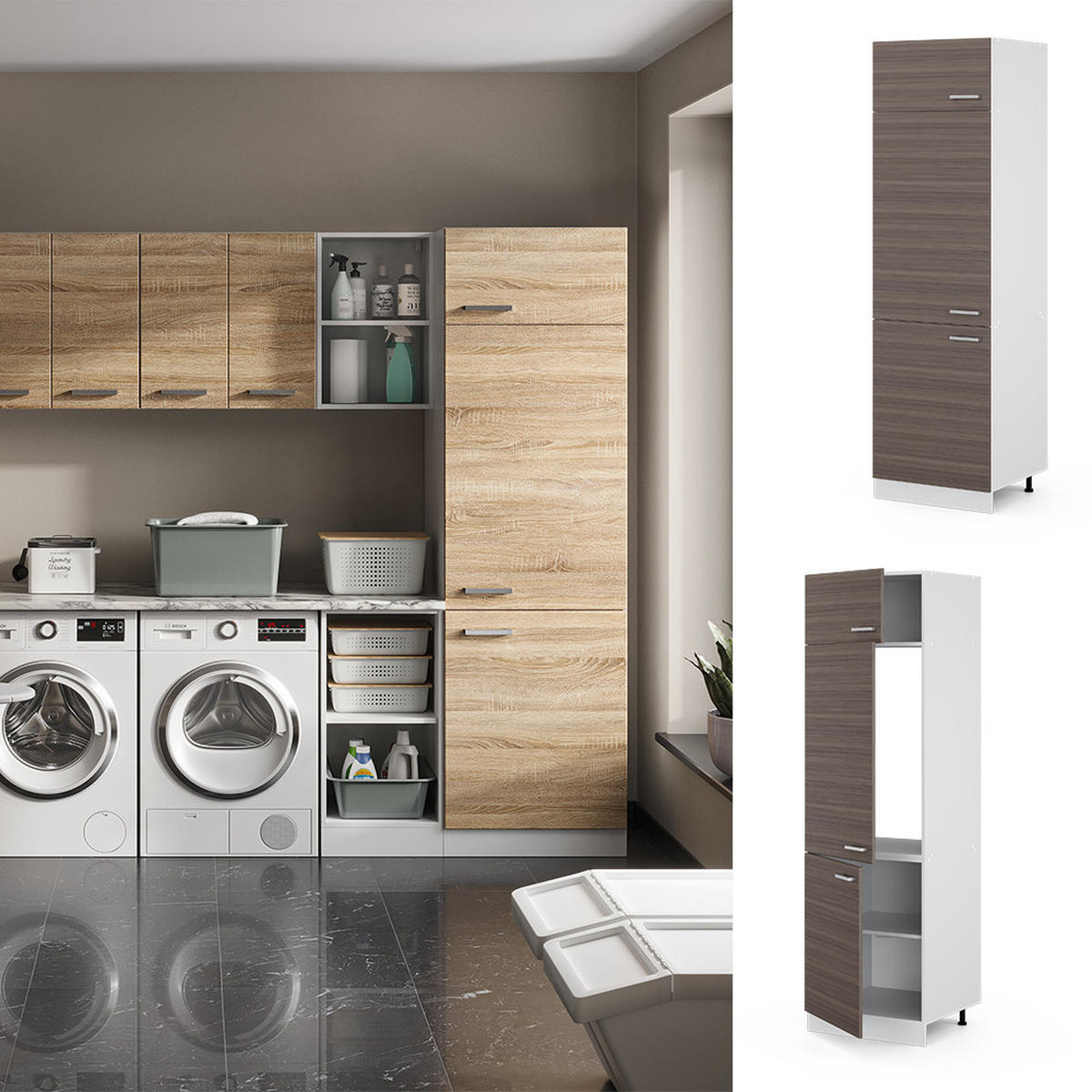 UNIVERZÁLNÍ SPÍŽNÍ SKŘÍŇKA R-Line Šedá - šedá, kompozitní dřevo (60/207/57.2cm) - Vicco