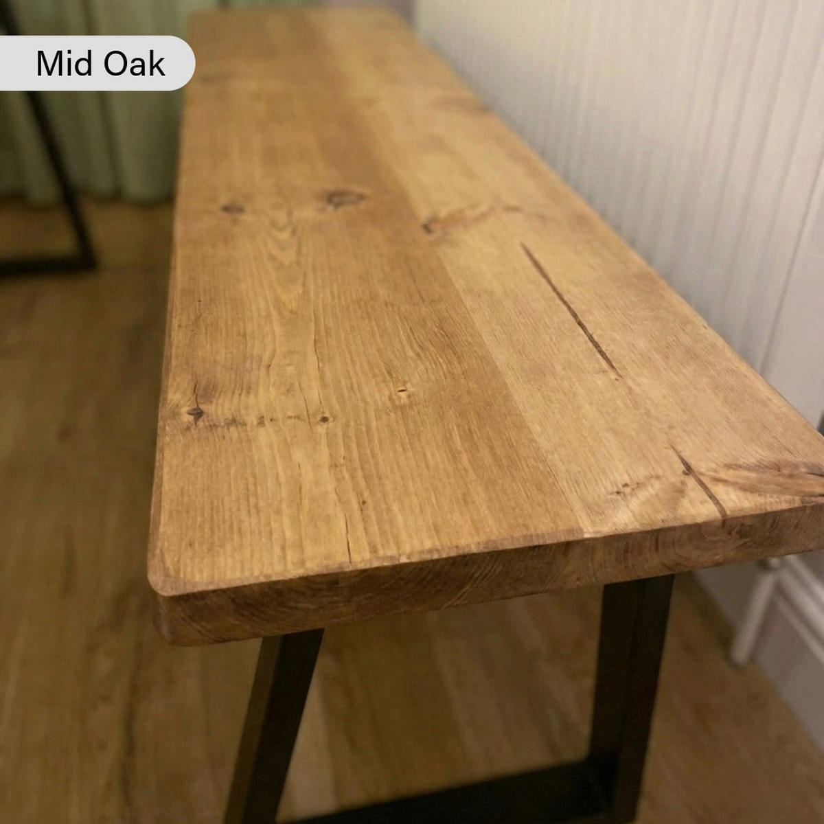 BANK Schlank - Mittlere Eiche - 90/35/46 cm - Zinkfarben/Schwarz, Holz (35/46/35cm) - TRL Handmade Furniture