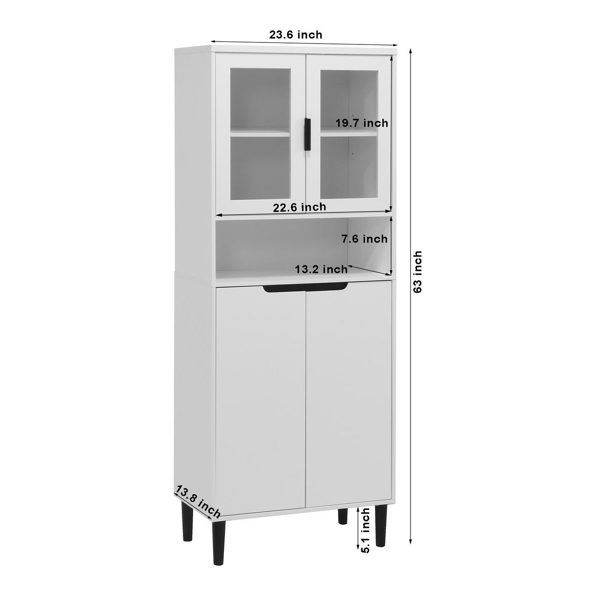 VITRINENSCHRANK aus MDF 60x35x160 cm Weiß mit Glastüren, verstellbarem Einlegeboden und Kippsicherung - Weiß, Holzwerkstoff (60/160/35cm) - Modfu