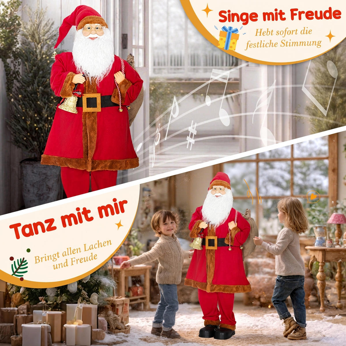 WEIHNACHTSMANN Stahl Polyester Rot - Rot, Textil (35/120/45cm) - HOMCOM