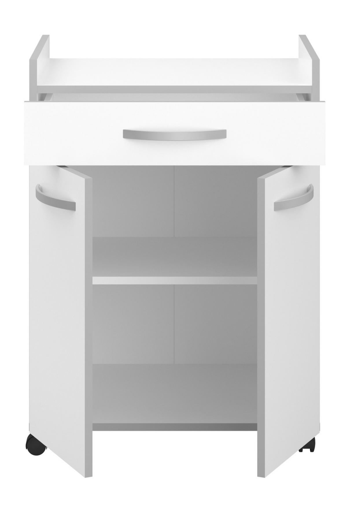 MINIKÜCHE Set 2-tlg. weiß, grau mit Buffet und Mehrzweckschrank - Multicolor, Holzwerkstoff (180/181/44cm) - Parisot Meuble