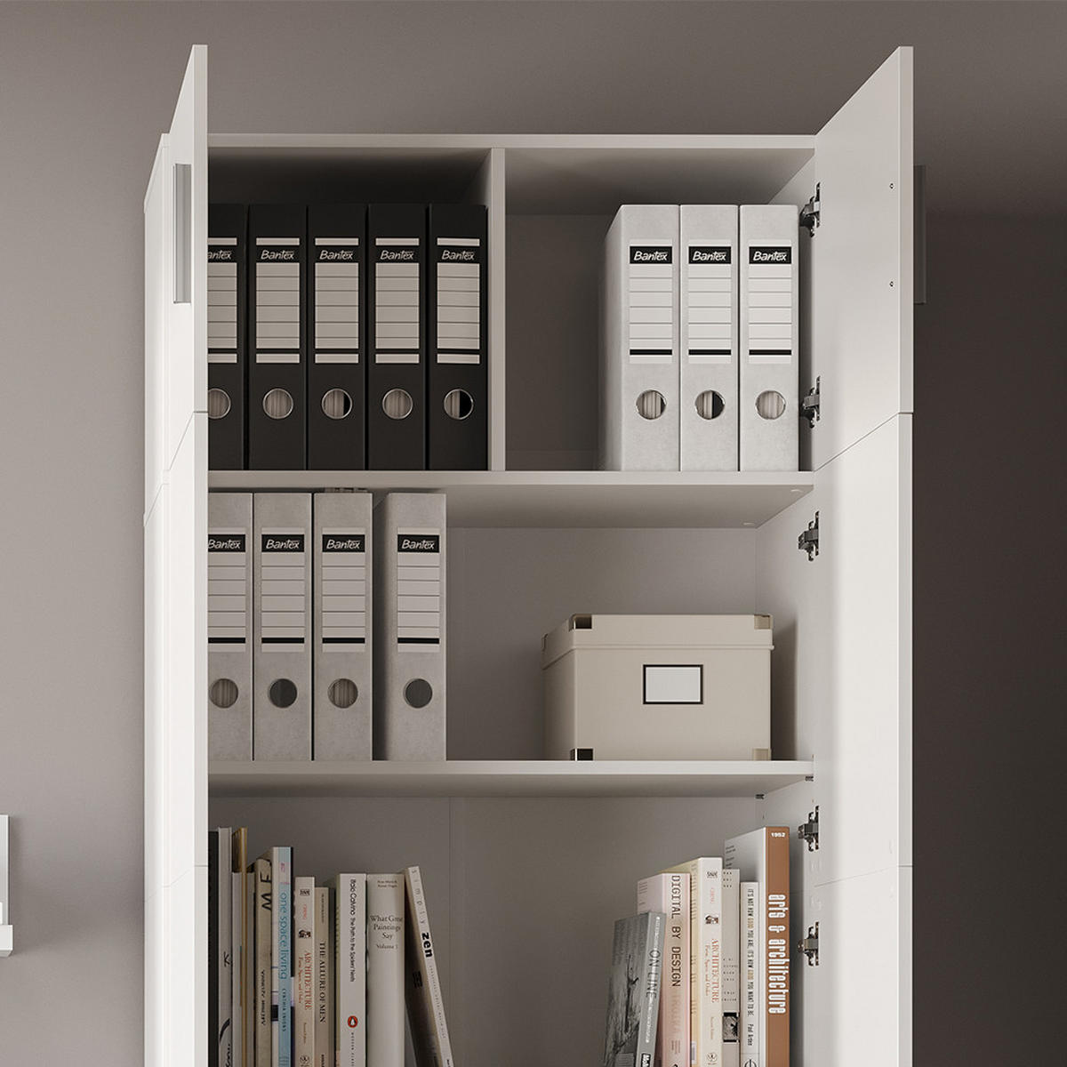AKTENSCHRANK Frank Weiß 80 x 182.4 cm mit Schrankaufsatz und Schublade - Weiß, Holzwerkstoff (80/182.4/37cm) - Vicco