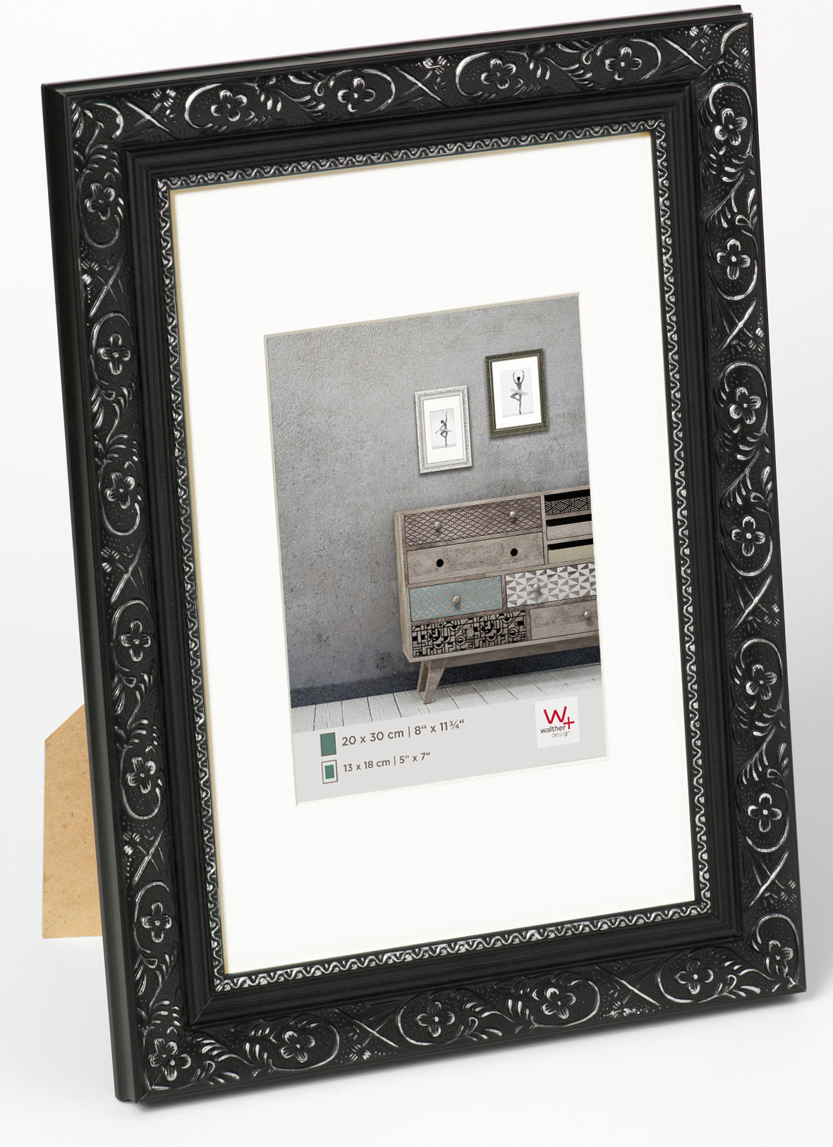 BILDERRAHMEN Barock Holzrahmen 30x40, SCHWARZ/SILBER - Schwarz, Holzwerkstoff (36.8/47/2.2cm) - walther design