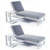 SONNENLIEGE mit Ablage, 4-tlg., Weiß - Weiß, Metall (75/74/202cm) - Oviala