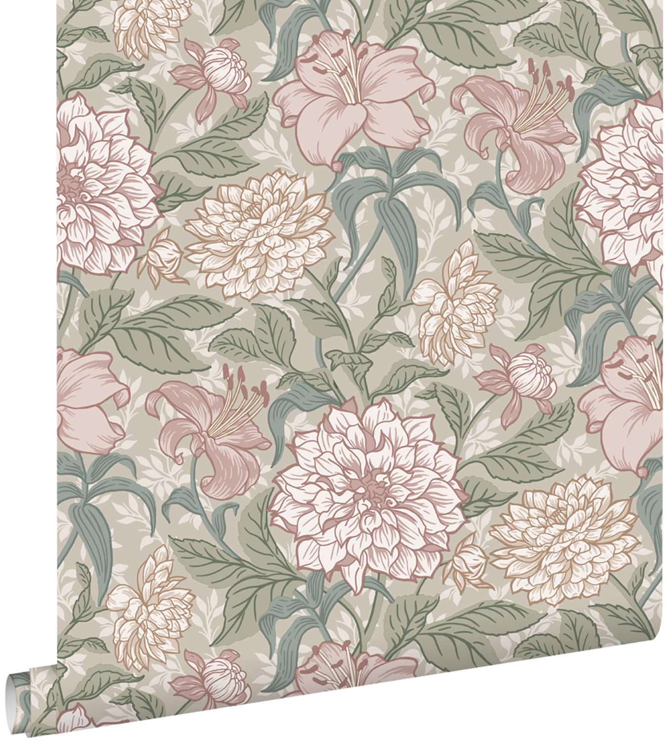 TAPETE Blumenmuster 53 cm x 10.05 m - Pink, Papier (53/1000cm) - ESTAhome