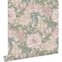 TAPETE Blumenmuster 53 cm x 10.05 m - Pink, Papier (53/1000cm) - ESTAhome
