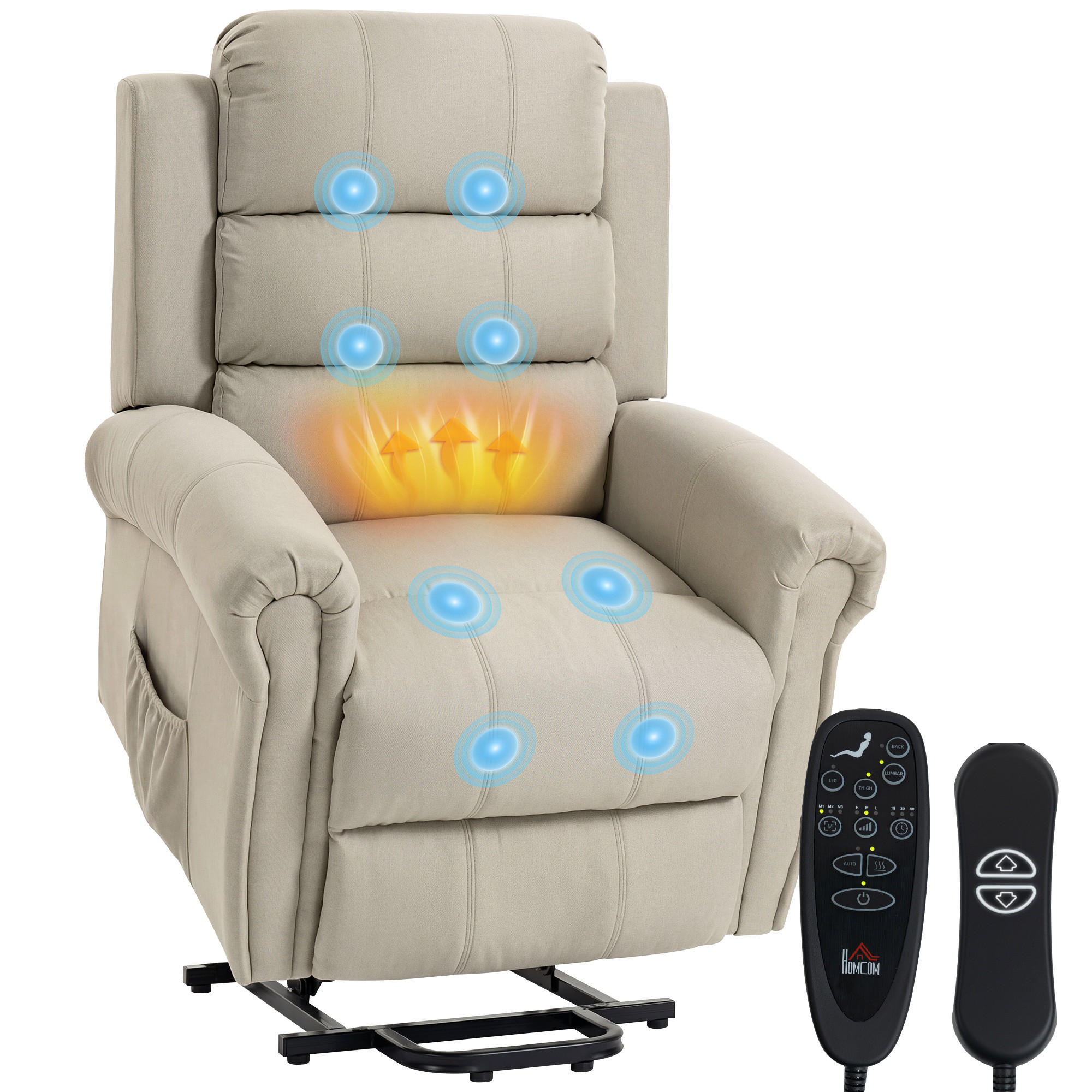 MASSAGESESSEL DE-15452 Massage und Heizung Beige - Beige, Metall (87/108/87.5cm) - ComfortXL