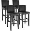 BARHOCKER 4er Set Kunstleder, Sitzhöhe 76 cm,antikbraun - Schwarz, Holz (40/107/41cm) - tectake