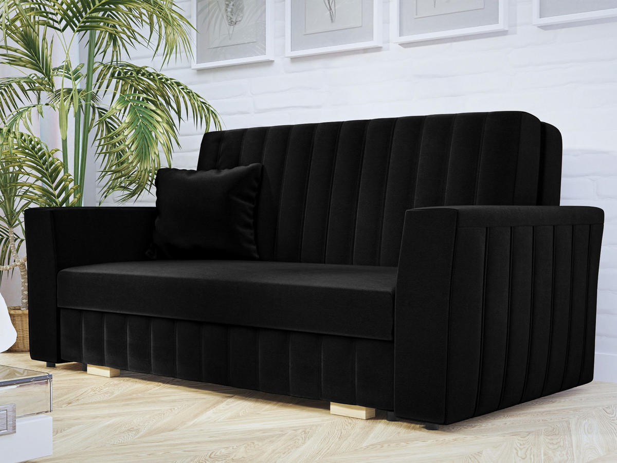 SCHLAFSOFA Viva Glam III - Schwarz/Naturfarben, Holz/Kunststoff (160/85/98cm) - MIRJAN24