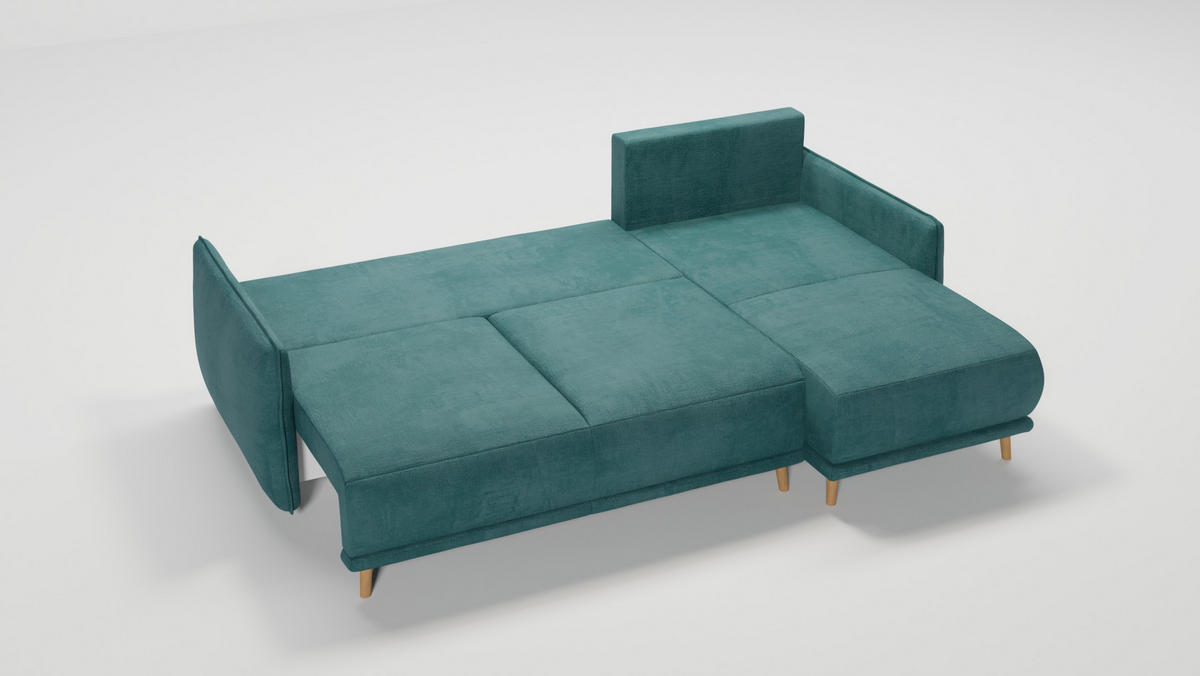 ECKSOFA Chroma Türkis Luxusmicrofaser - Türkis/Braun, Holz/Textil (238/170cm) - S-Style Möbel