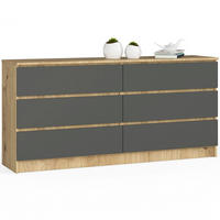 KOMMODE Eiche Artisan, Graphit Grau 77/160/40 - Eiche Artisan, Holzwerkstoff (160/77/40cm) - RAUMHIRSCH FURNITURE
