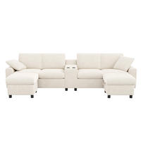 ECKSOFA 315/135/81 cm Beige mit 2 Fußhocker mit Stauraum und 1 Couchtisch - Beige, Textil (315/135cm) - Oxeza