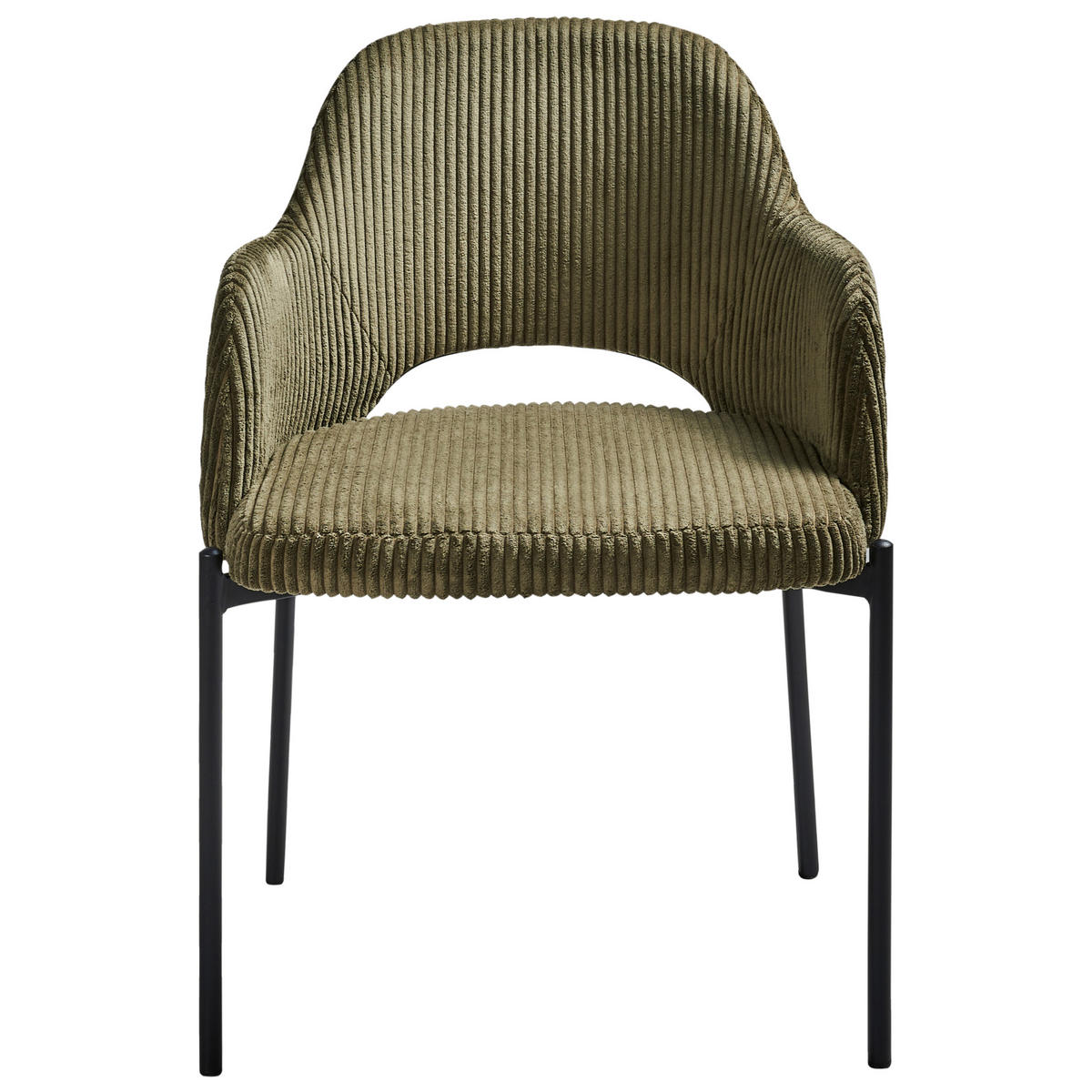 ESSZIMMERSTUHL 2er-Set Olivgrün Raton - Schwarz/Grün, Textil (53/81/55cm) - Beliani