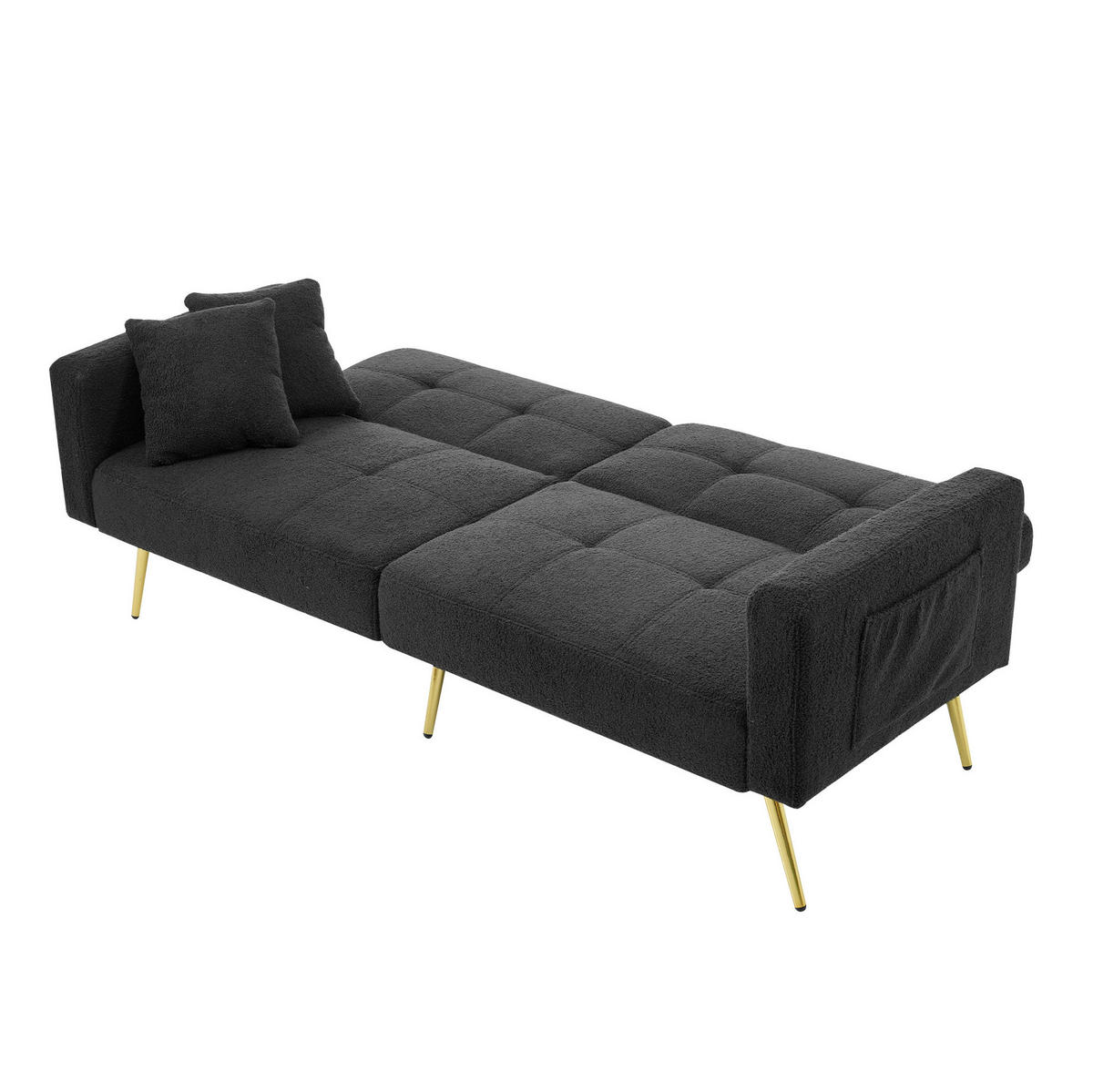 SCHLAFSOFA 175/64/72 cm in Antikgrau – verstellbar mit Seitentaschen - Dunkelgrau, Kunststoff (175/72/64cm) - BEAOK