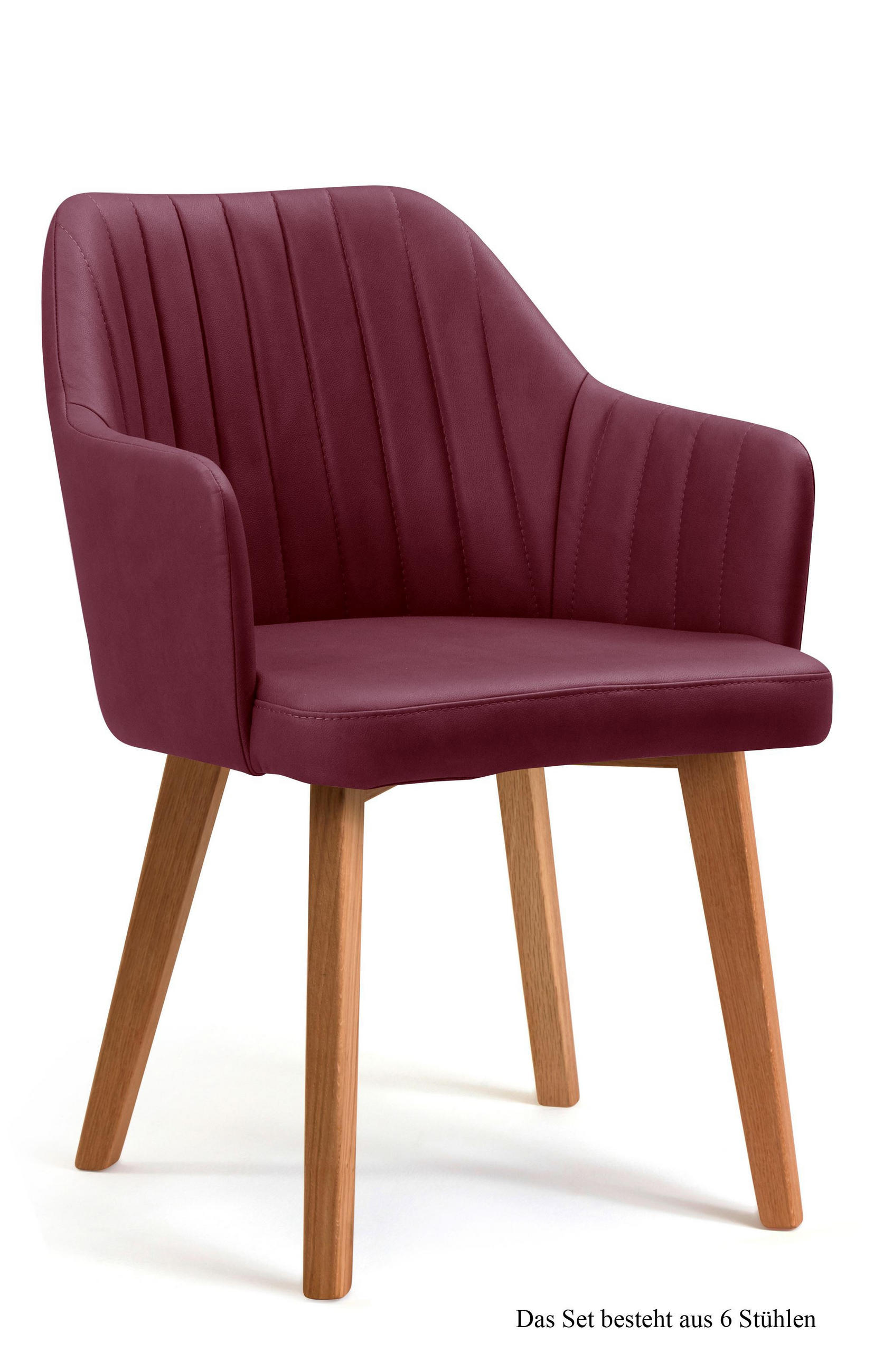 ARMLEHNSTUHL (6er-Set) Dasi 58x81x60 Eiche geölt/Marsala - Eichefarben/Brombeere, Kunststoff (60/81/58cm) - 58aufmkessel