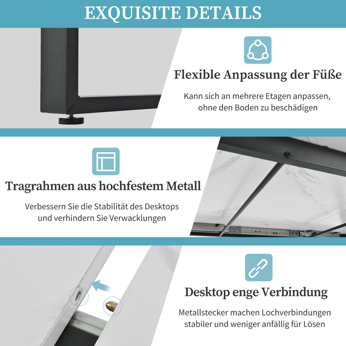 ESSTISCH, MDF mit Marmoroptik & Metallgestell, ausziehbar 140/180/80/75 cm, Weiß - Weiß, Holzwerkstoff (140/80/75cm) - Redom