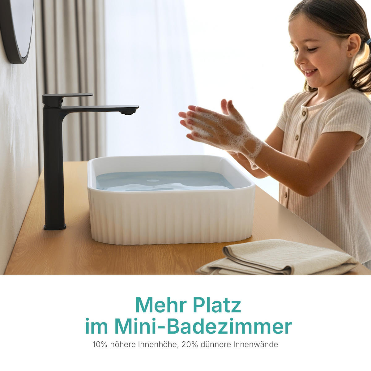 WASCHBECKEN Keramik R-Ecken 45 / 32 / 11 cm - Weiß, Keramik (45/11/32cm) - EMKE