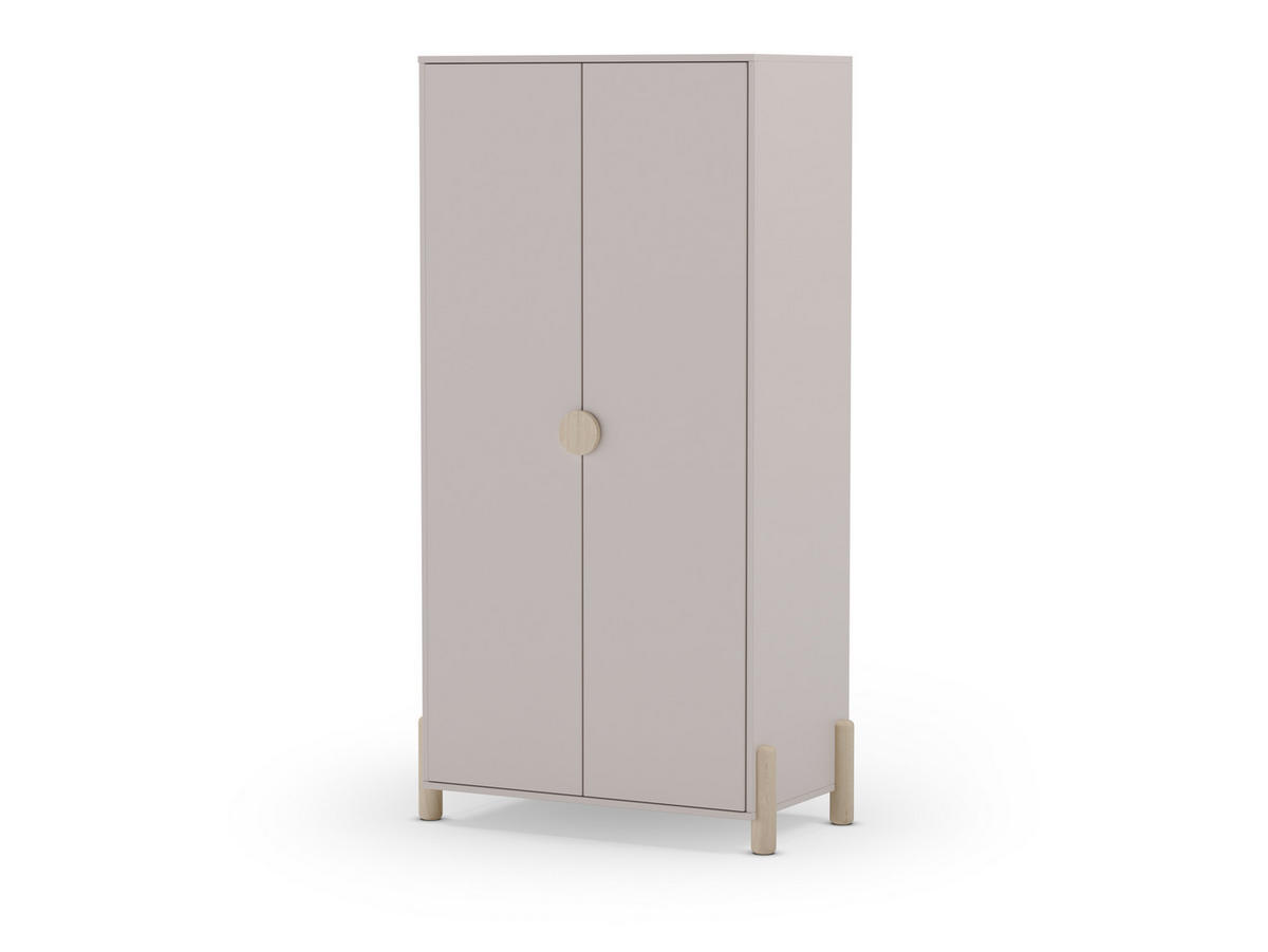 KINDERKLEIDERSCHRANK mit 2 Türen H180 cm 45/92,8/180 cm - Beige, Holz (45/180/92.8cm) - Calicosy