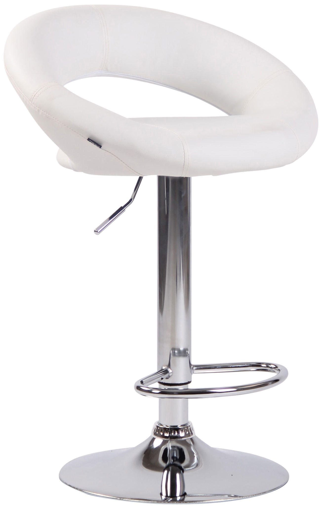 BARHOCKER Mekim Kunstleder Weiß Silber - Weiß, Leder/Metall (53/80/47cm) - DELUKE