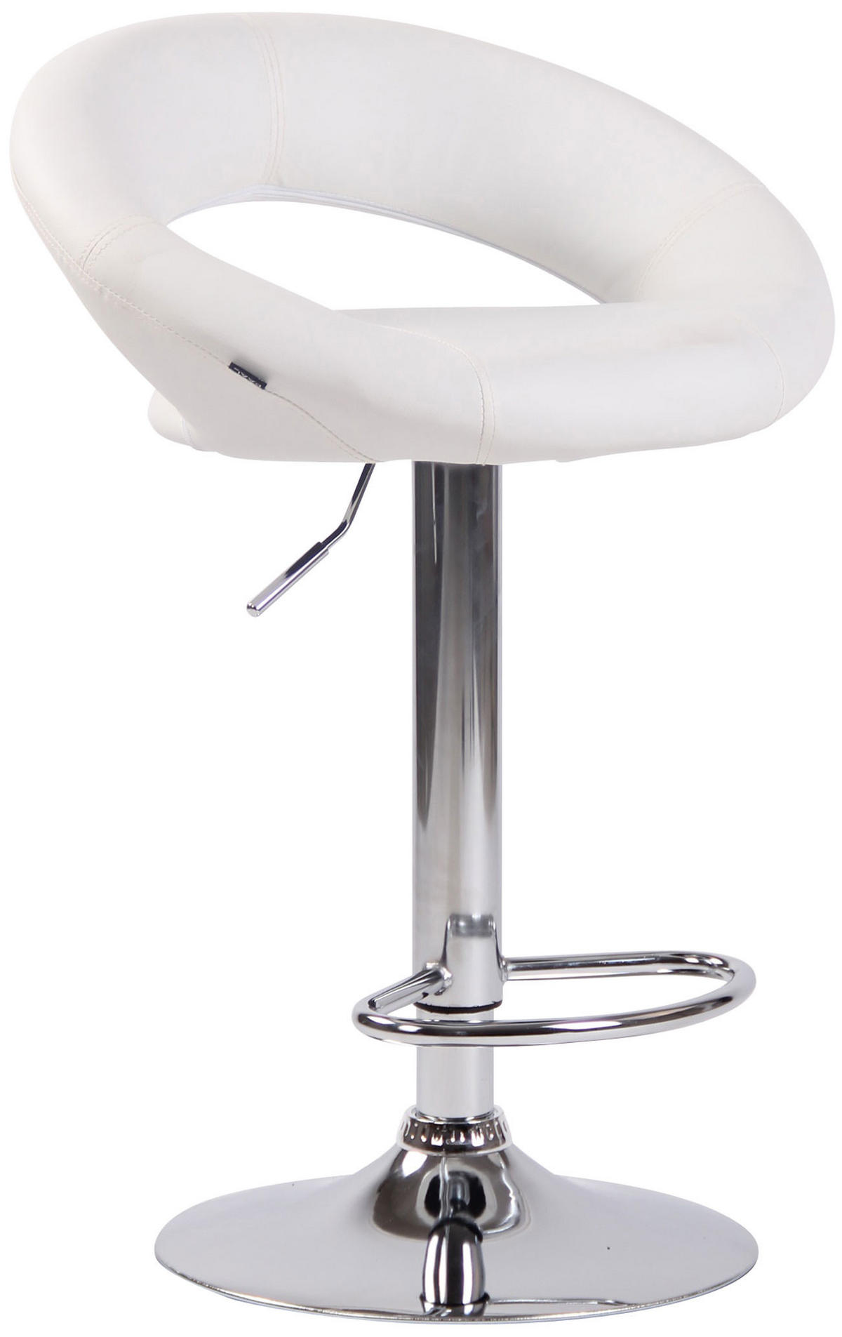 BARHOCKER Mekim Kunstleder Weiß Silber - Weiß, Leder/Metall (53/80/47cm) - DELUKE