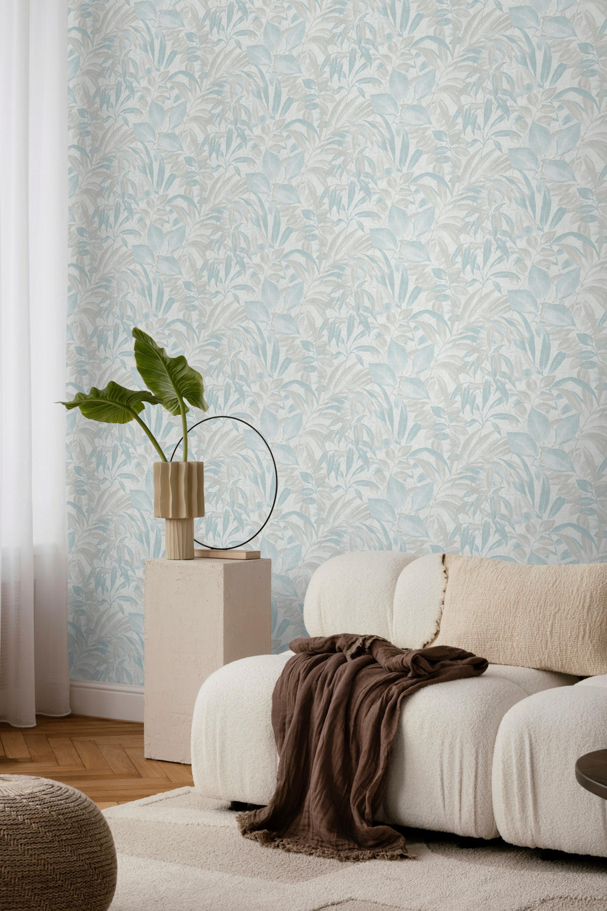 TAPETE Blätter 53 cm x 10 m - Blau, Papier (53/1000cm) - Sanders & Sanders