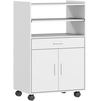 BUFFETSCHRANK mit Rollen, Schublade und Doppeltürschrank im minimalistischen Design, Weiß - Weiß, Holz (59/92/40cm) - Redom