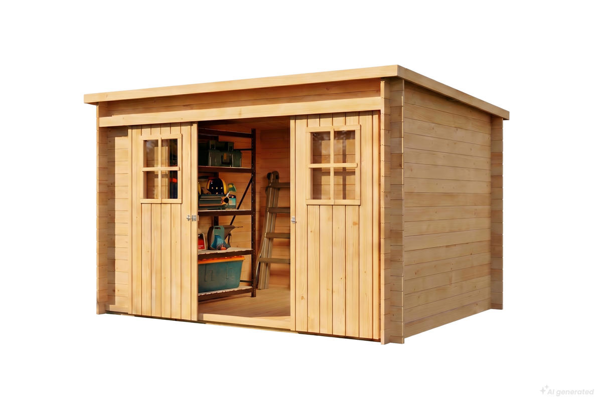 GERÄTEHAUS Holz Vera - Naturfarben, Holz (325/187/235cm) - Alpholz