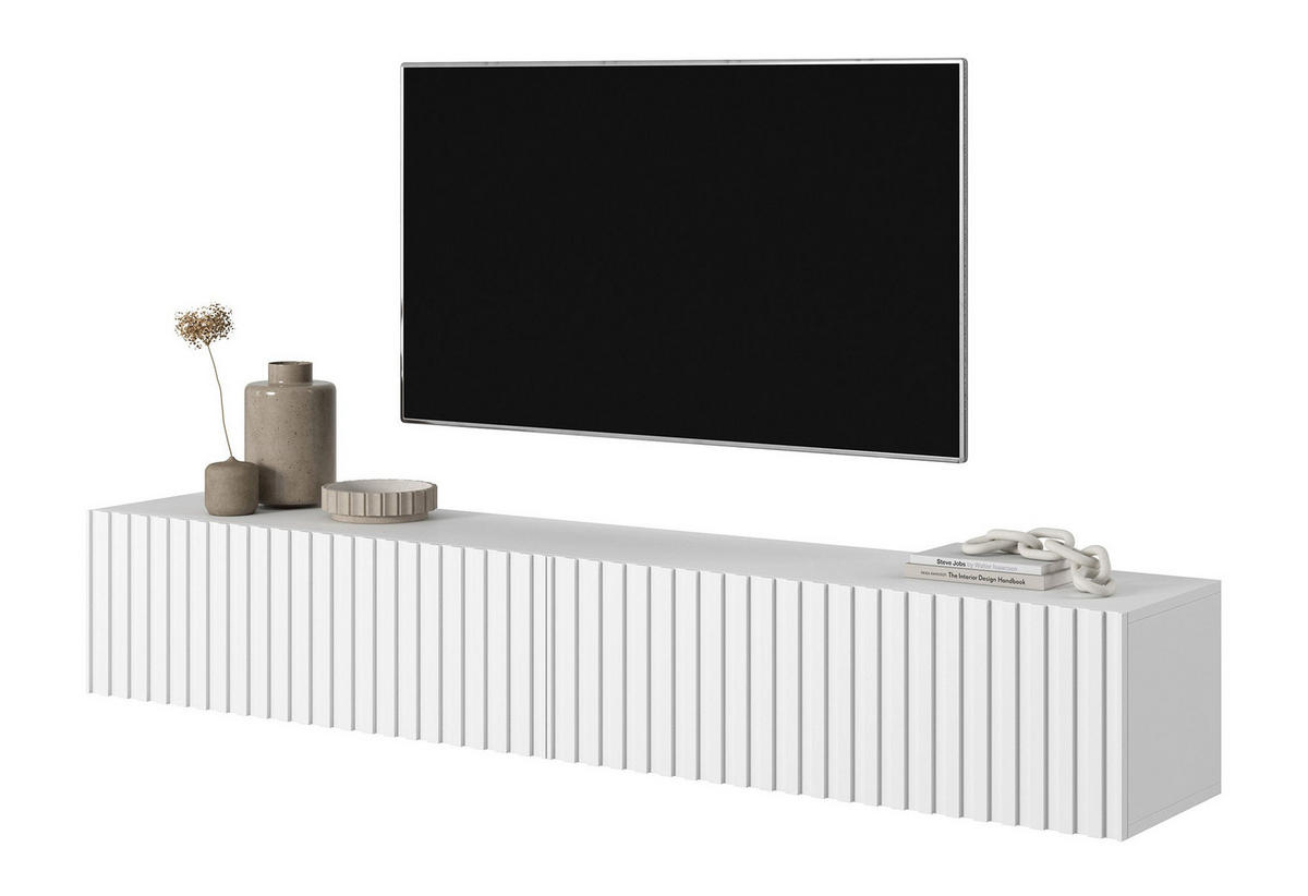 TV-HÄNGEBOARD Telire weiß mit Lamellenfronten, 175 cm - Weiß, Holzwerkstoff (175/30/31.6cm) - Selsey
