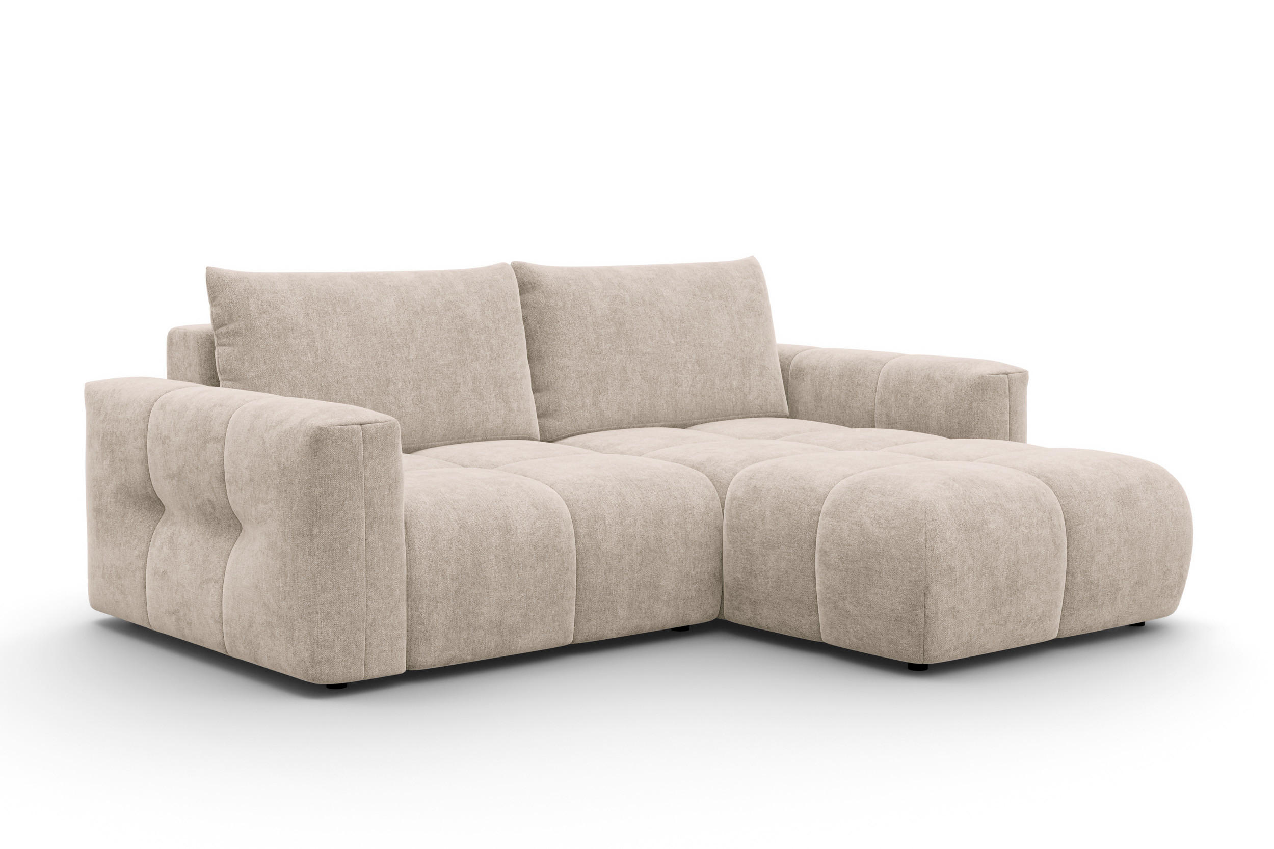 ECKSOFA VERONA 3-Sitzer rechts, Beige - Beige/Schwarz, Holz/Textil (224/173cm) - Courtois Laville