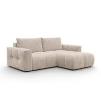 ECKSOFA VERONA 3-Sitzer rechts, Beige - Beige/Schwarz, Holz/Textil (224/173cm) - Courtois Laville