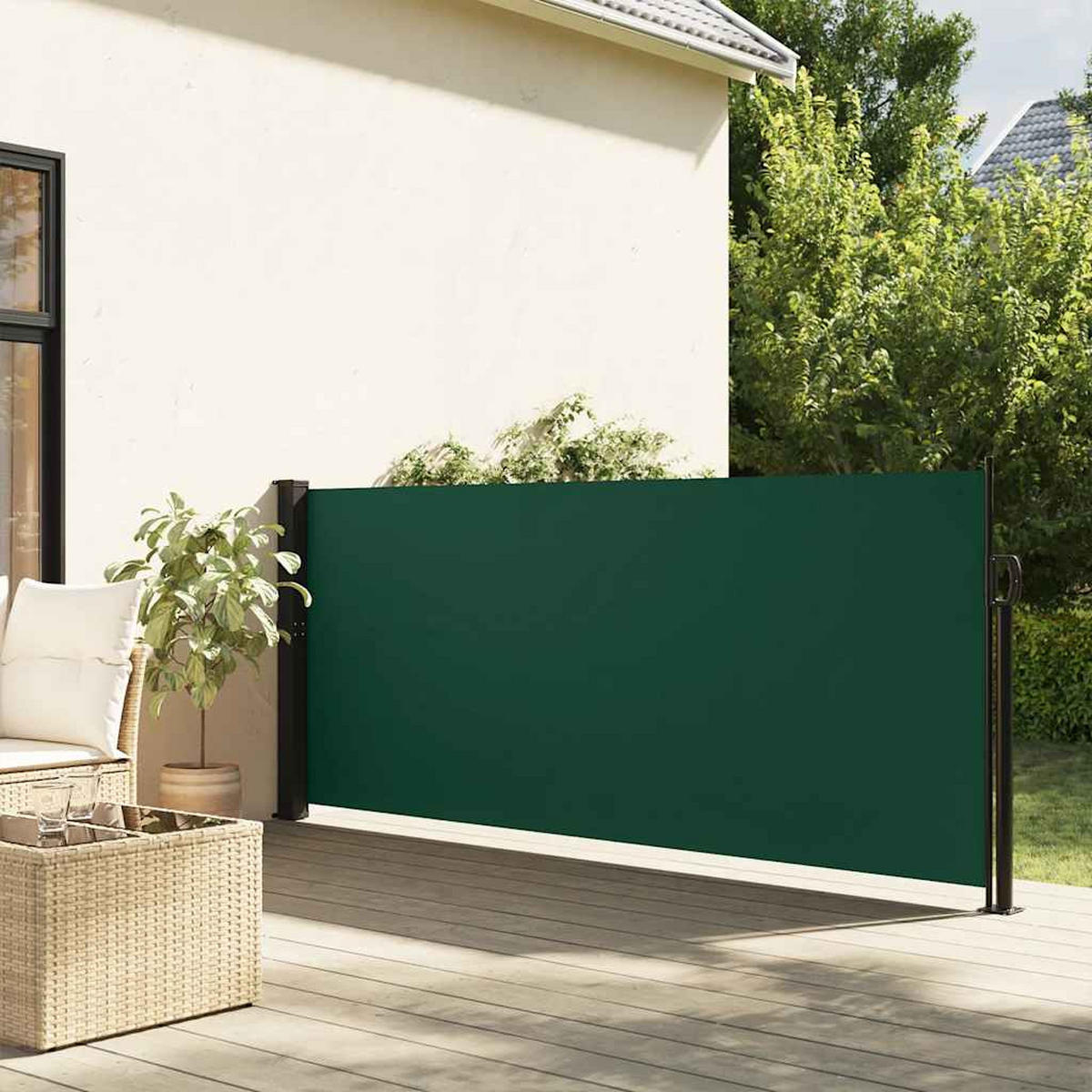 SEITENMARKISE Ausziehbar Dunkelgrün 140/300 Cm - Grün, Textil (140/300cm) - vidaXL