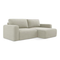 ECKSOFA mit Schlaffunktion rechts Strukturstoff Stoff Beige - Beige/Creme, Kunststoff/Textil (244/149cm) - LaMiaSofa