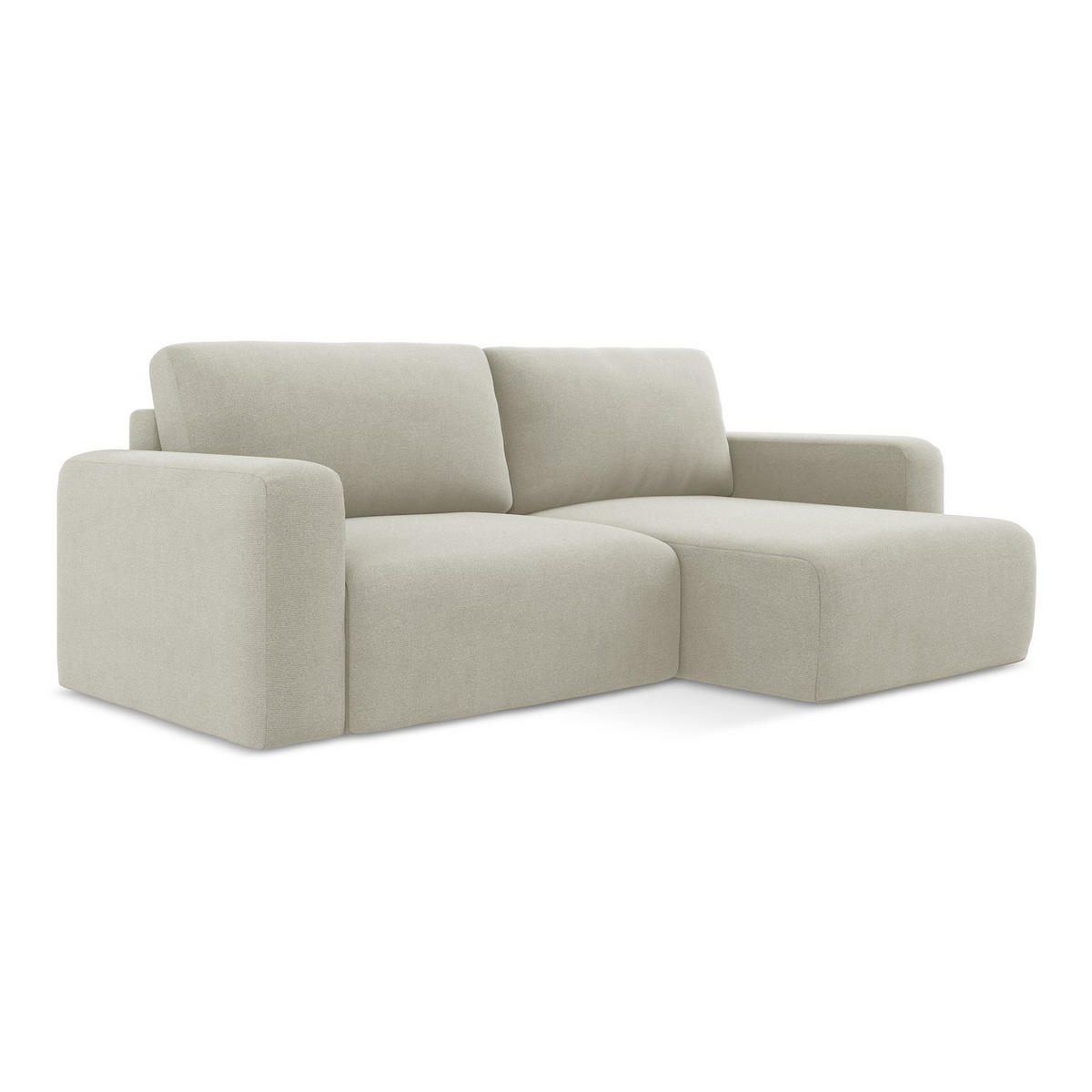 ECKSOFA mit Schlaffunktion rechts Strukturstoff Stoff Beige - Beige/Creme, Kunststoff/Textil (244/149cm) - LaMiaSofa