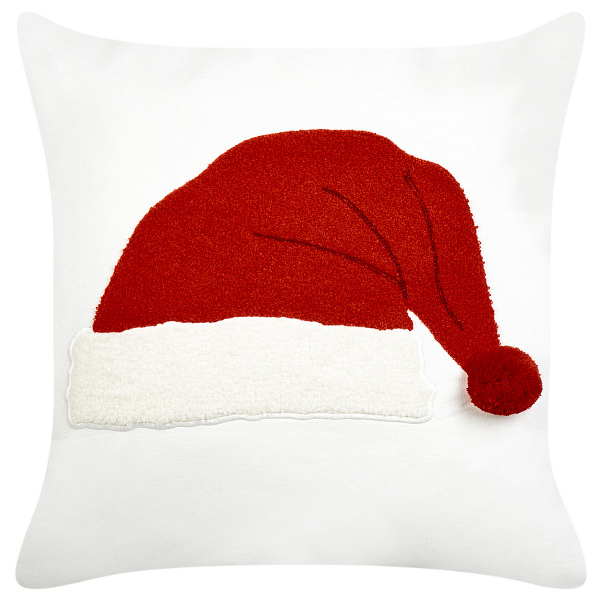 Dekokissen 2er-Set Cremeweiß 45/45 cm Pretzel - Rot/Weiß, Naturmaterialen (45/45cm) - Beliani