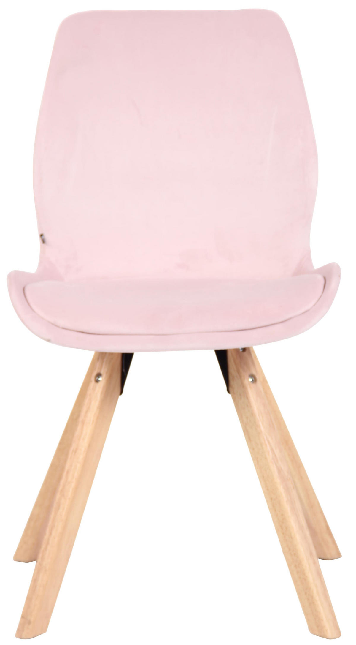 STUHL Samt pink - Pink/Eukalyptusholzfarben, Holz/Textil (49/87.5/58cm) - CLP